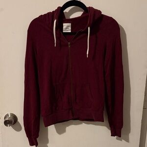 Women's Burgundy Zip-Up Hoodie